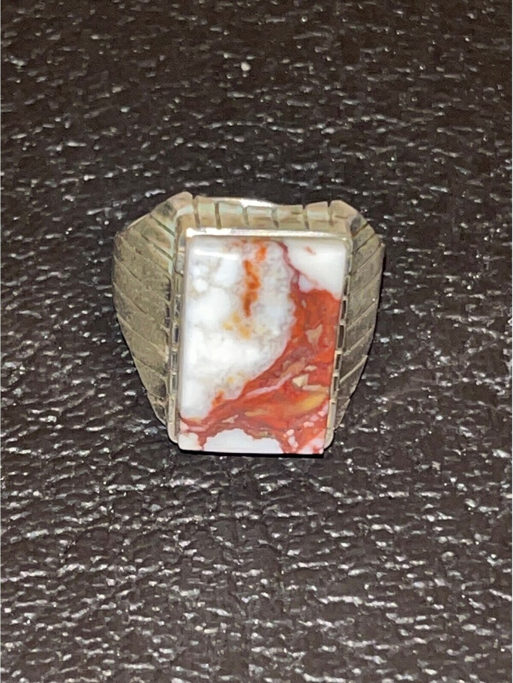 Navajo handmade wild horse sterling silver inlay ring size 11.5